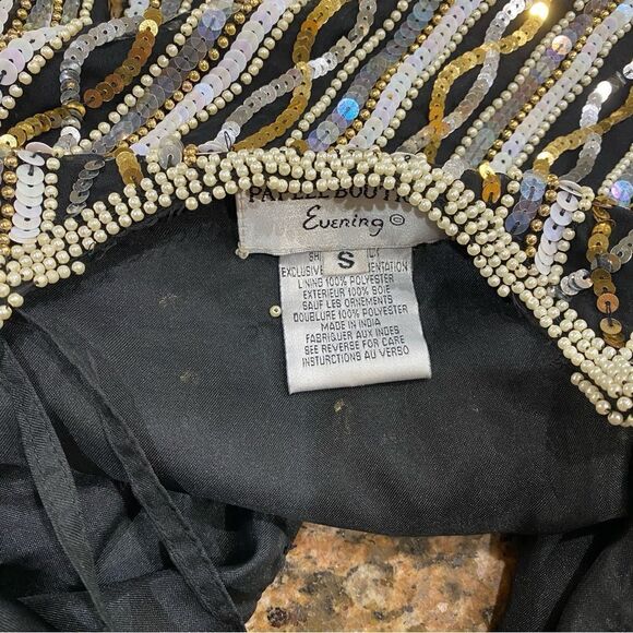 Vtg Papell Boutique Gold Silver Pearl Beaded Embellished Evening Jacket Sz S - Picture 9 of 12